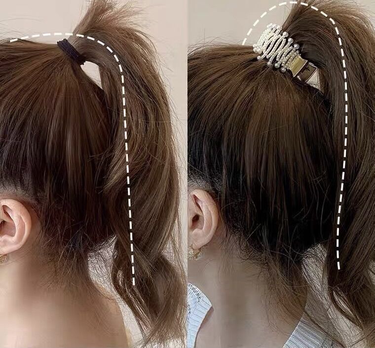 kẹp tóc đuôi ngựa đính châu đá phong cách hàn quốc