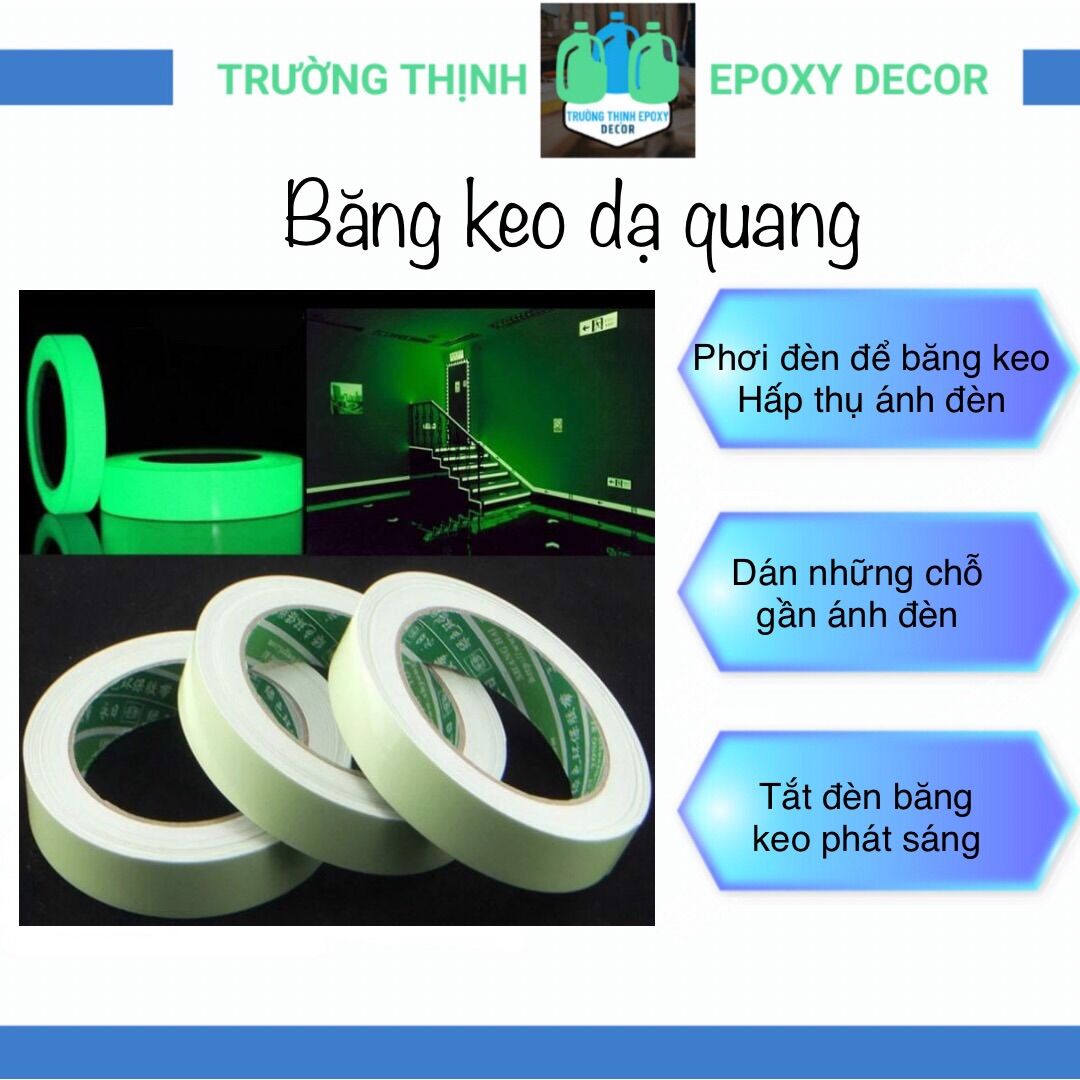 Băng keo dạ quang bảng 2 cm cuộn 3m