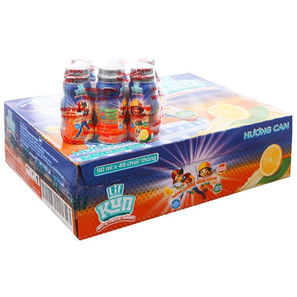 SỮA CHUA UỐNG KUN VỊ CAM 48 CHAI x 90ML