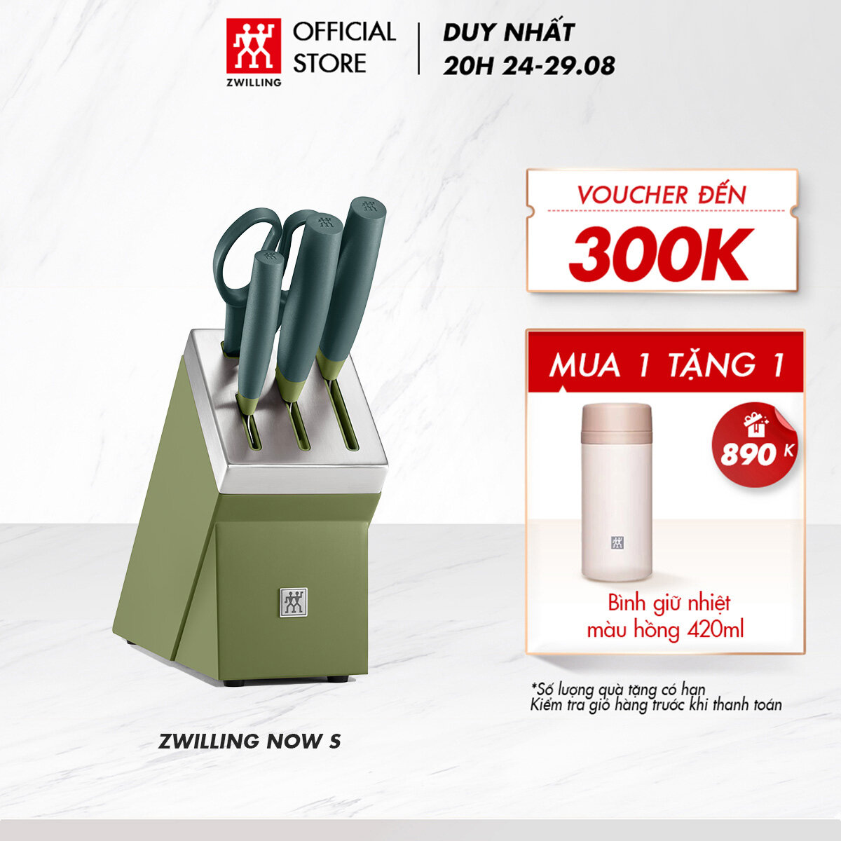 Bộ dao kéo 5 món tự mài zwilling now s bằng thép không gỉ cao cấp