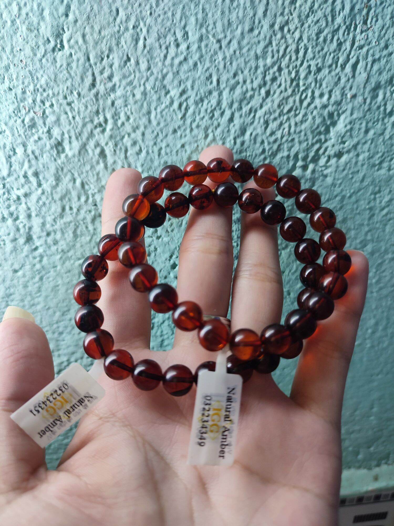 vòng đeo tay hổ phách huyết 8ly