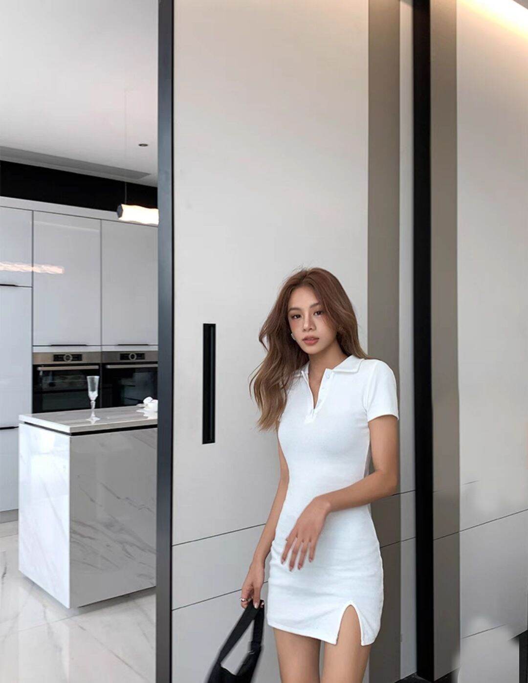 Đầm Váy Cổ Polo Thun Ôm Body - Đầm Ôm Body Xẻ Chân - Đầm Thun Basic (HÀNG LOẠI 1 DÀY DẶN)