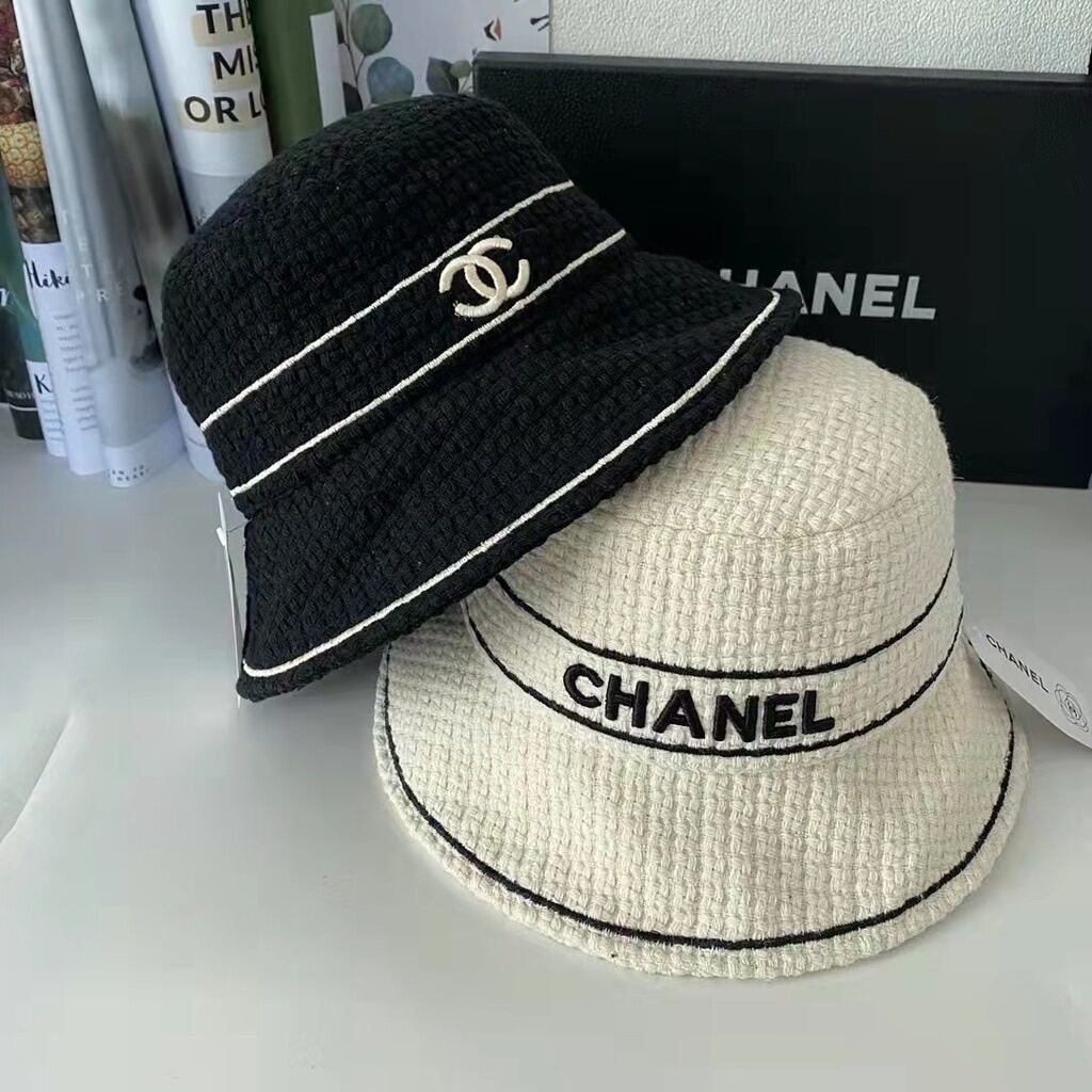 Chanel Large CC Logo All Over Grey Denim Cloche Bucket Hat 74ck317s at  1stDibs