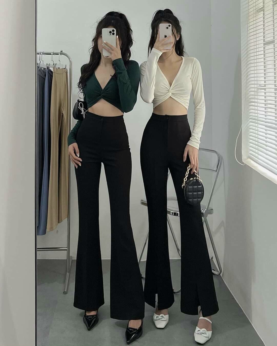 ÁO THUN CROPTOP TAY DÀI ÁO CHÉO PHẦN NGỰC HỞ BỤNG SEXY FORM 47KG