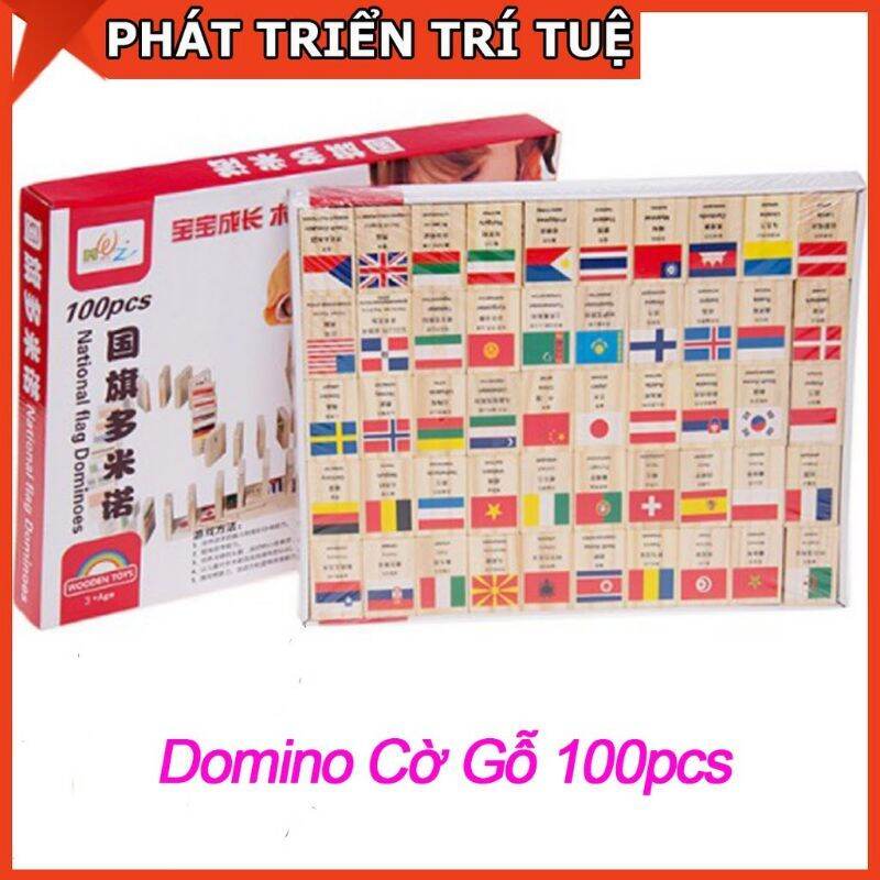 Domino 100 lá cờ các nước in 4 ngôn ngữ
