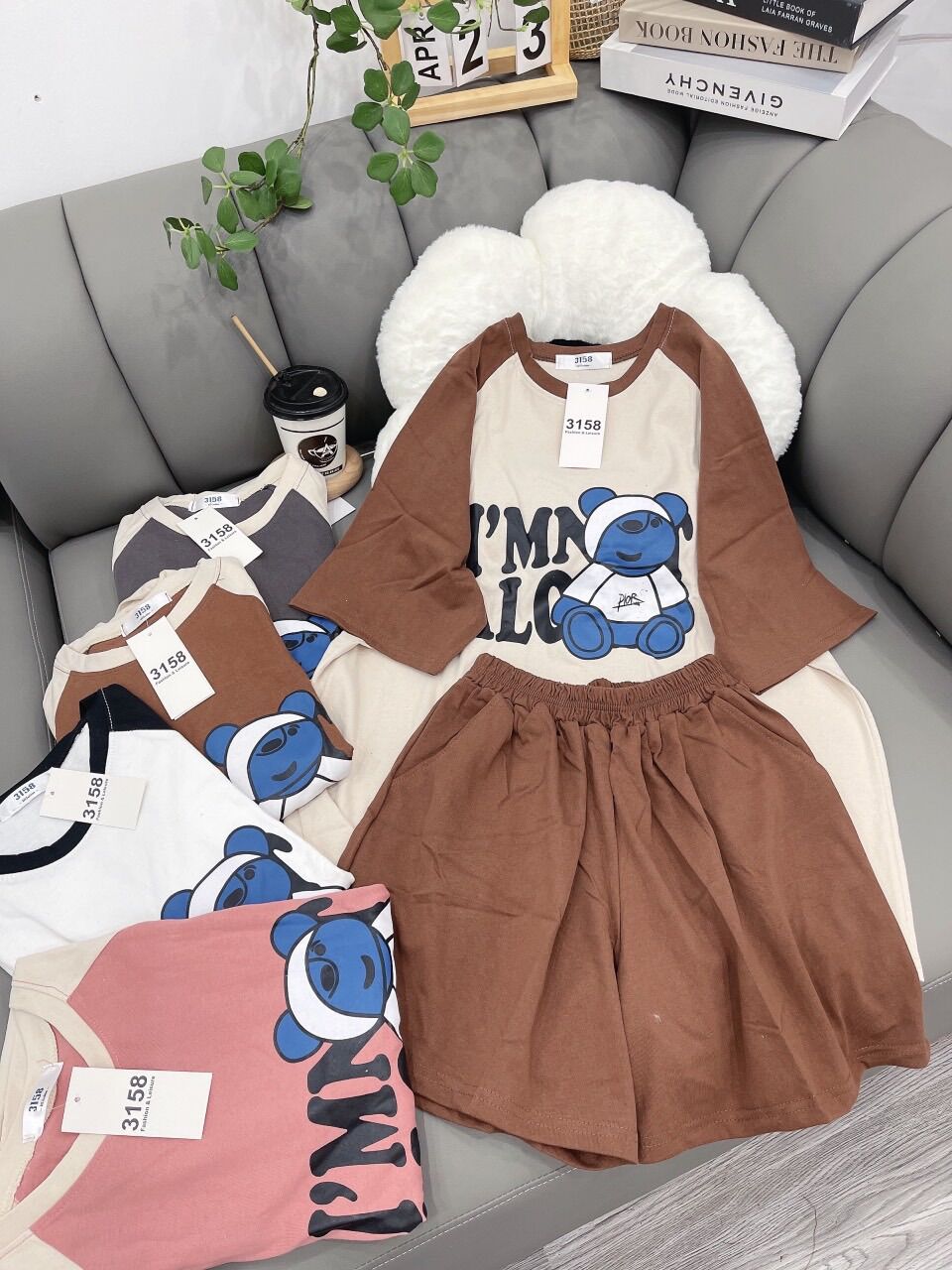 Set bộ đùi chất cotton su - gấu bịt mắt