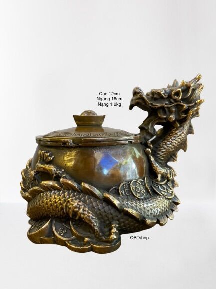 Gạt tàn hình rồng bằng đồng phong thuỷ