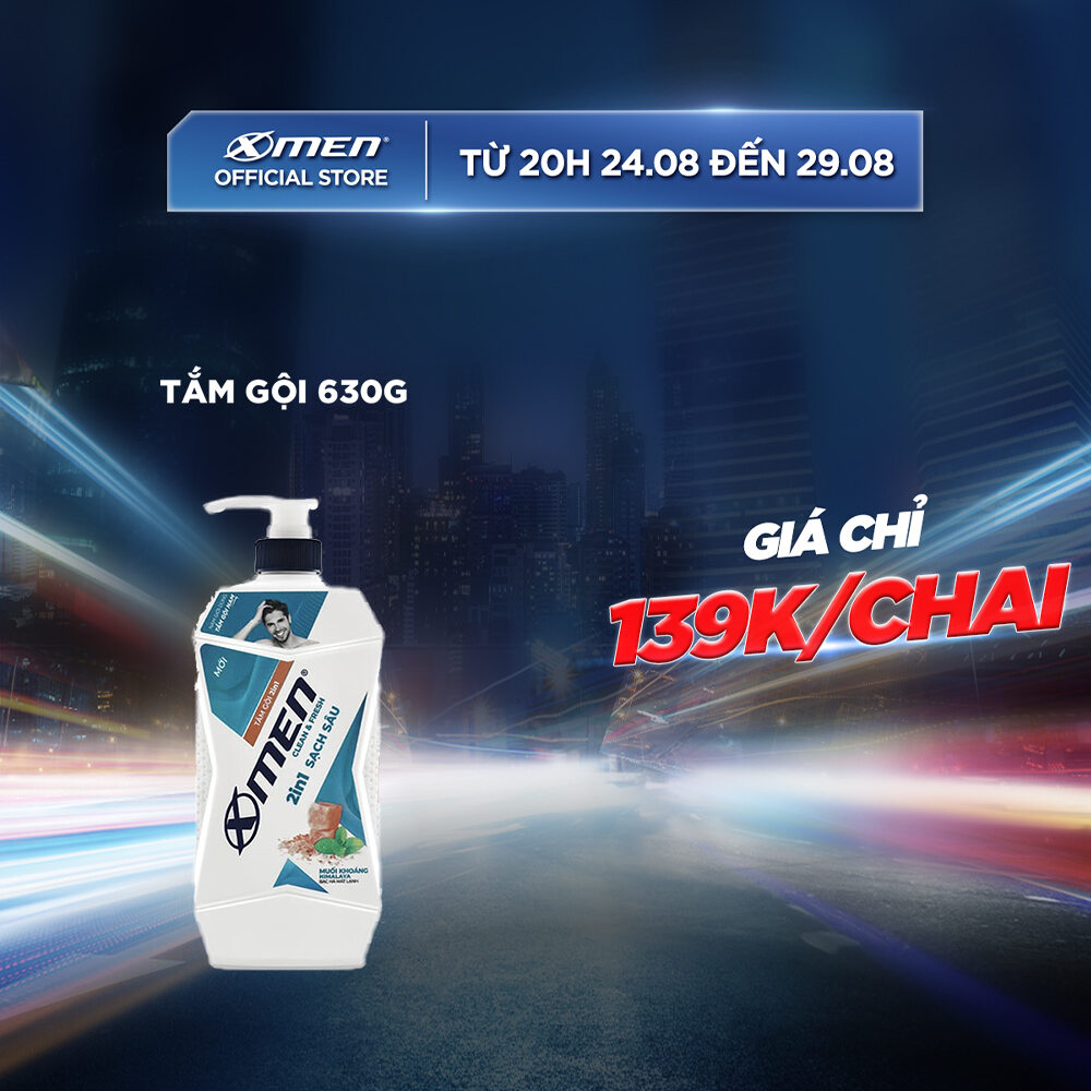 [GIÁ CHỈ 139k]Tắm Gội X-Men Clean & Fresh 2in1 Sạch Sâu 630g