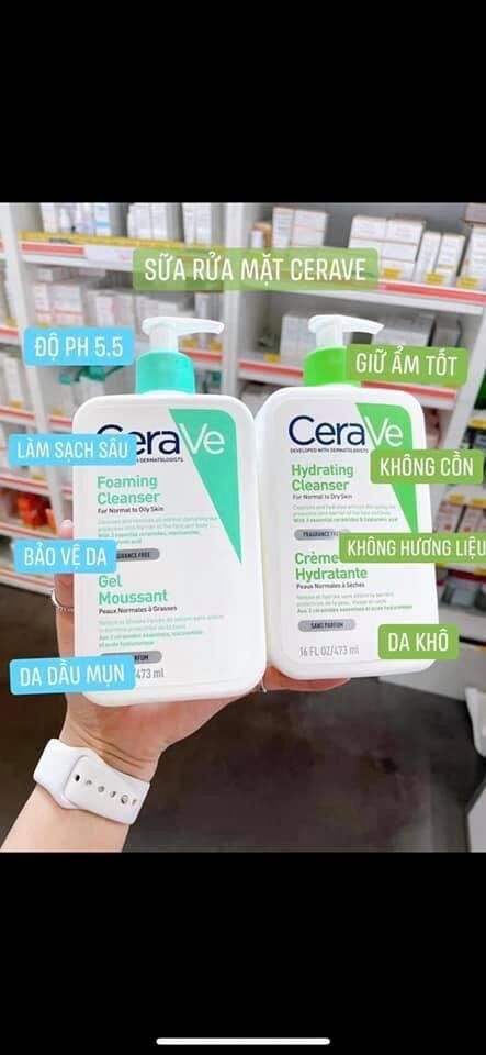 [Bản Pháp] Sữa rửa mặt dịu nhẹ CeraVe da dầu/da khô 236ml