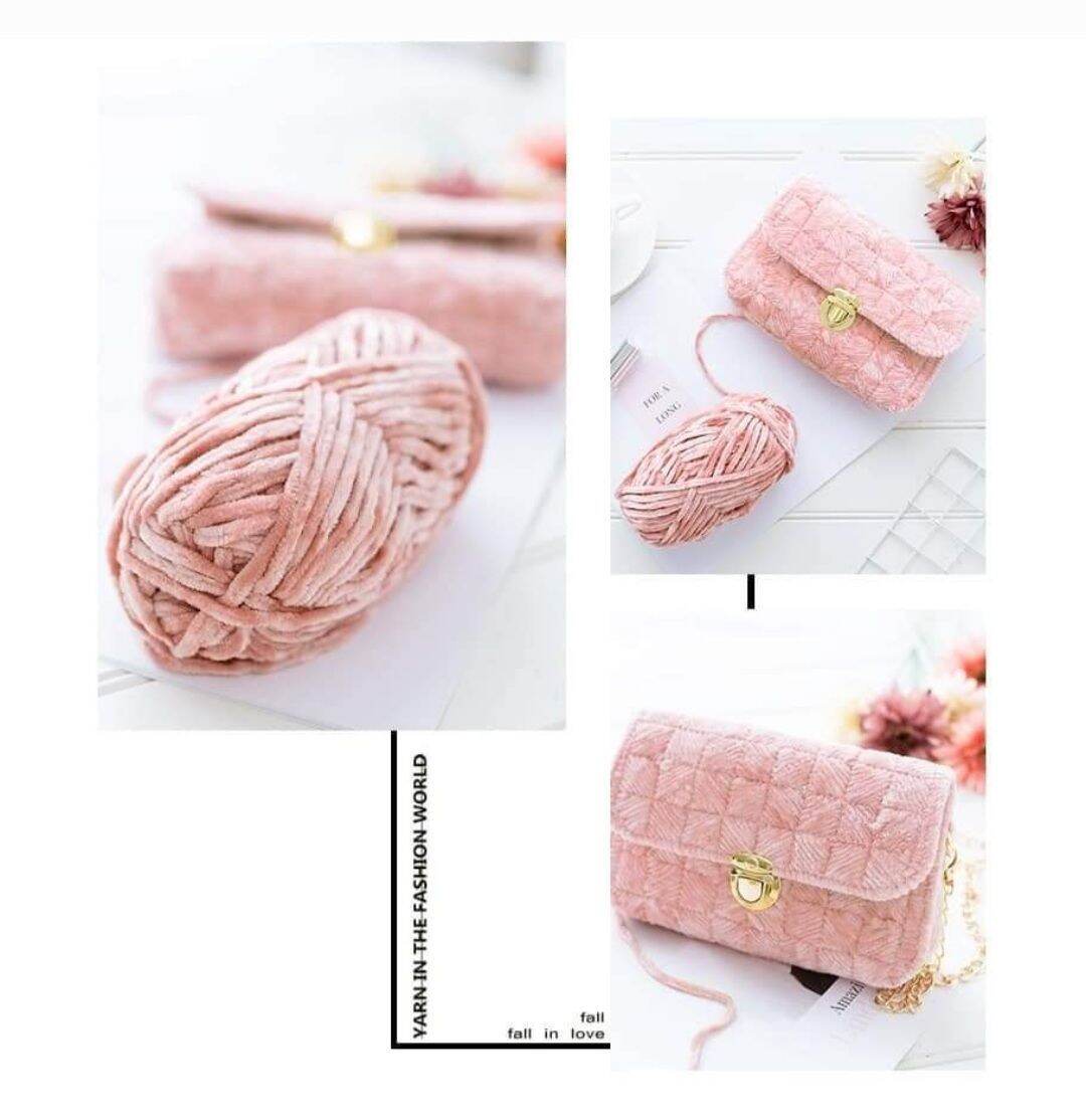 Len Nhung Chenille Mềm Mịn Đan Móc Đồ Len, Thú Bông