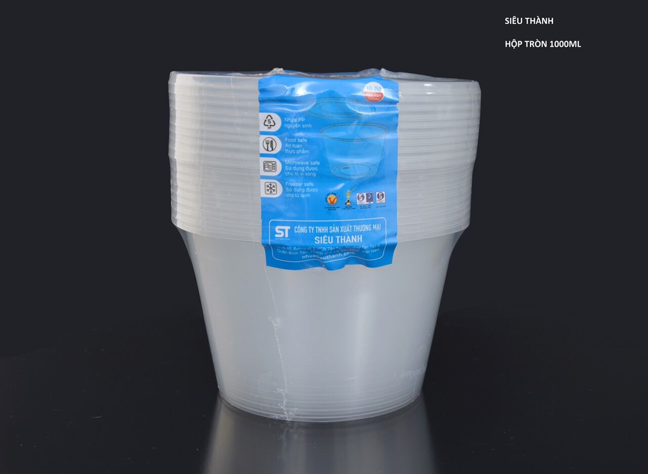 Lốc 10 thố nhựa tròn 750 ml - 1000 ml