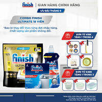 Combo Viên Rửa Chén Bát Finish Powerball Ultimate Plus Intensive Lemon Sparkle 18 Viên + Nước làm bóng Finish 500ml + Muối rửa chén 2kg