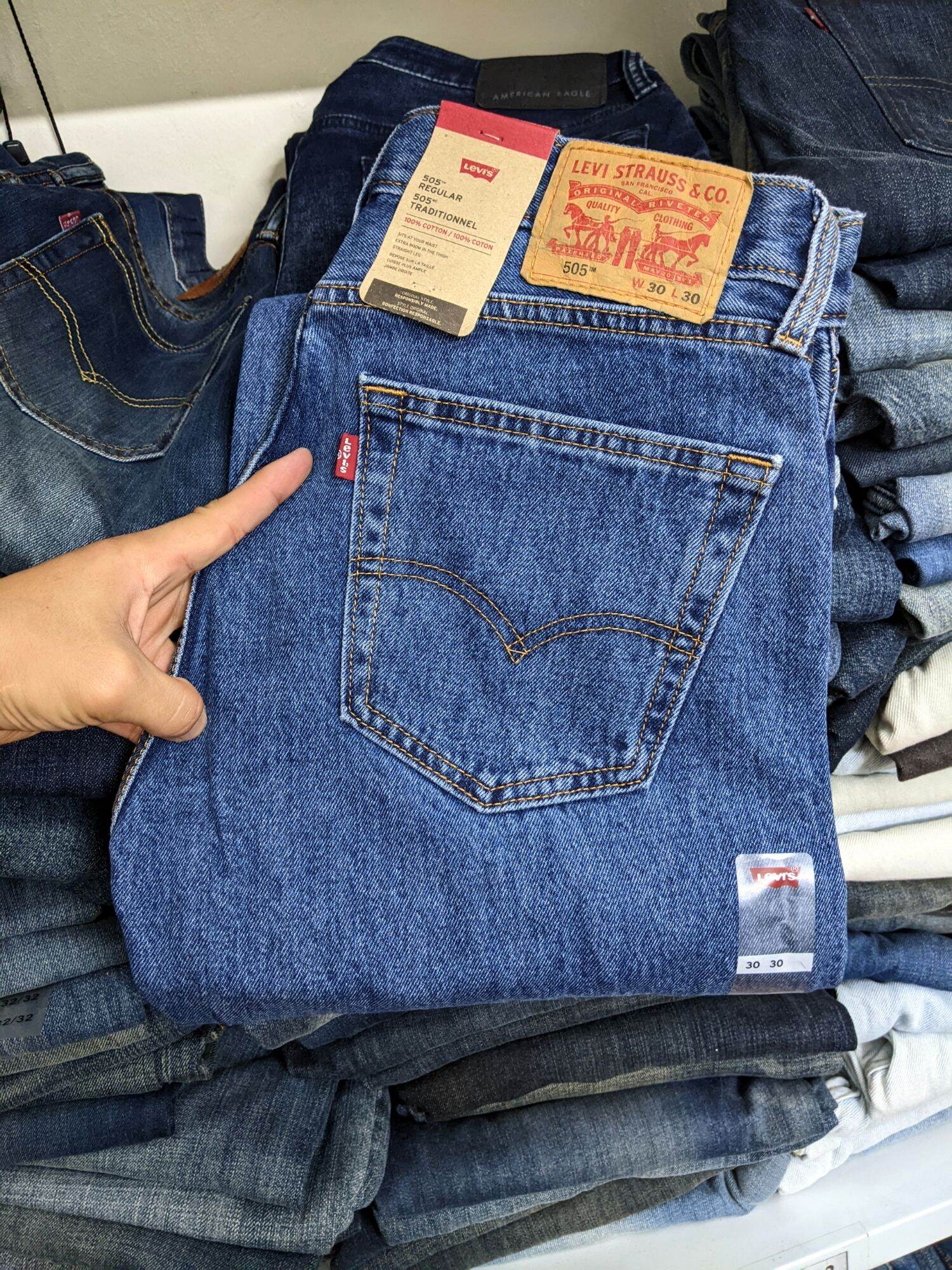 Quần jean levis chính hãng authentic màu xanh huyền thoại chất cotton