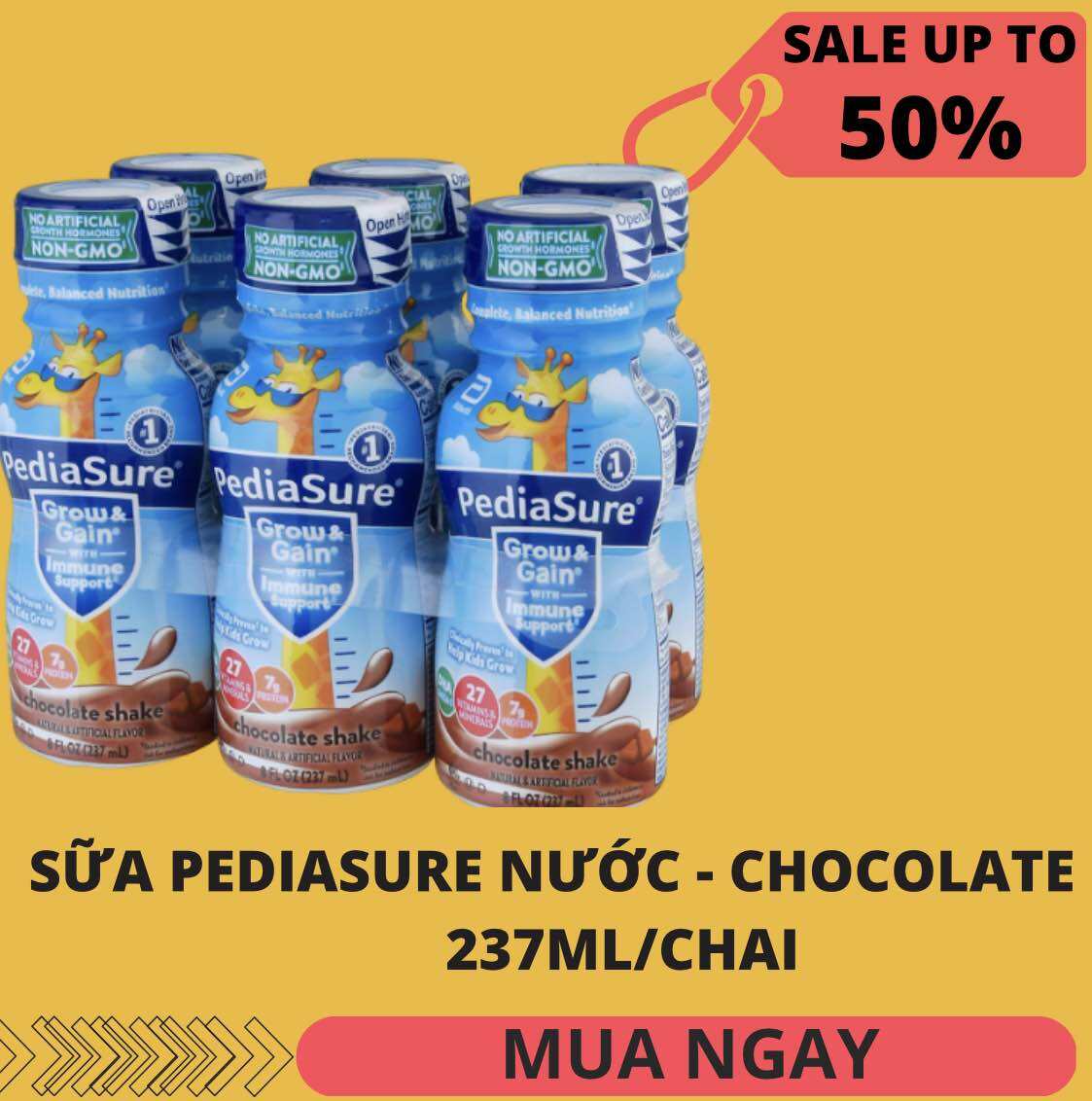 [XẢ LỖ/ DATE 09.2023] SỮA NƯỚC PEDIASURE OPTIGRO 20% HƯƠNG CHOCOLATE CỦA MỸ 237ML/HỘP