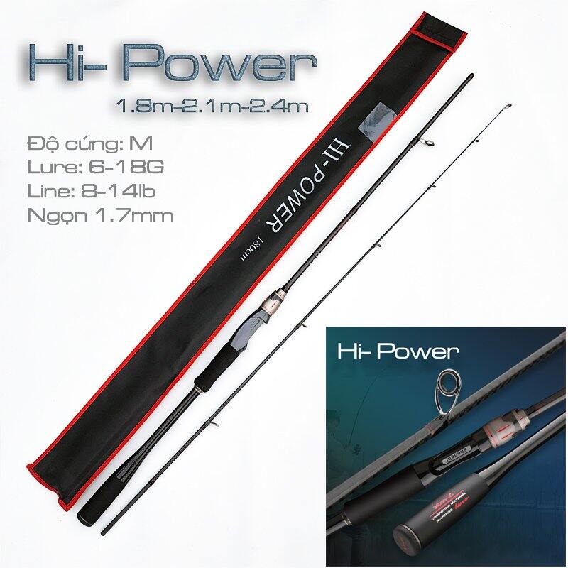 Cần câu lure cao cấp 2 khúc hi-power,chất liệu cacbon xoắn x toàn thân