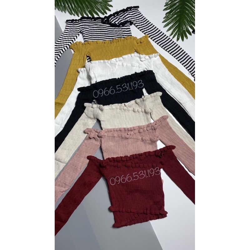 Áo trễ vai croptop chéo ngực