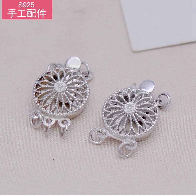 Chốt vòng tay chốt vòng tay chốt ngọc trai bạc s925 ba hàng cúc hai hàng cúc chốt cài đầu chốt chốt chốt