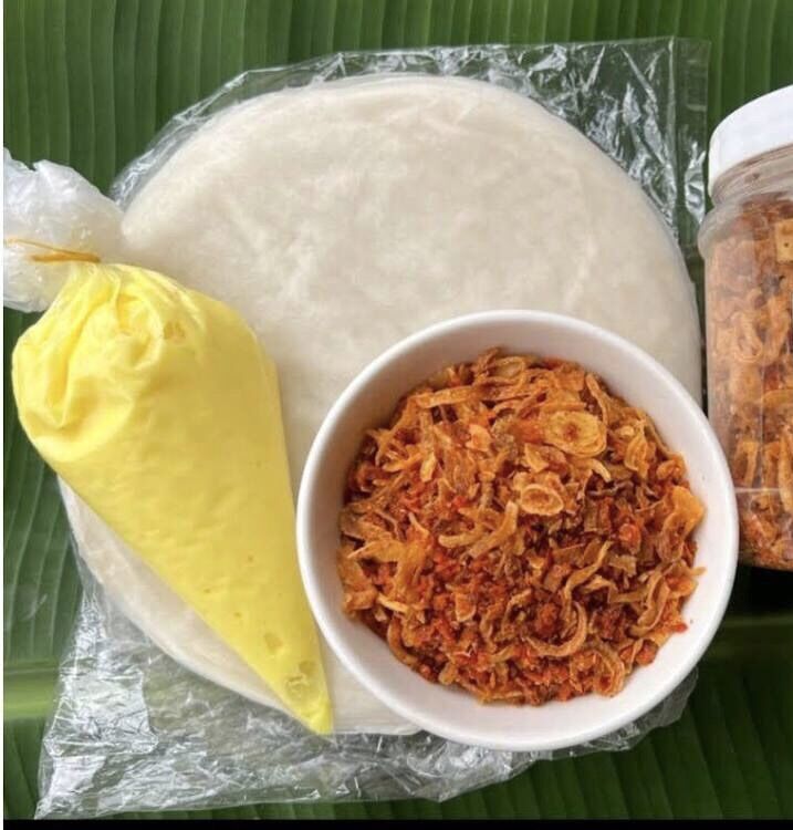 Bánh tráng phơi sương 250 g+ bơ 100g + muối tôm ruốc hành phi 200g