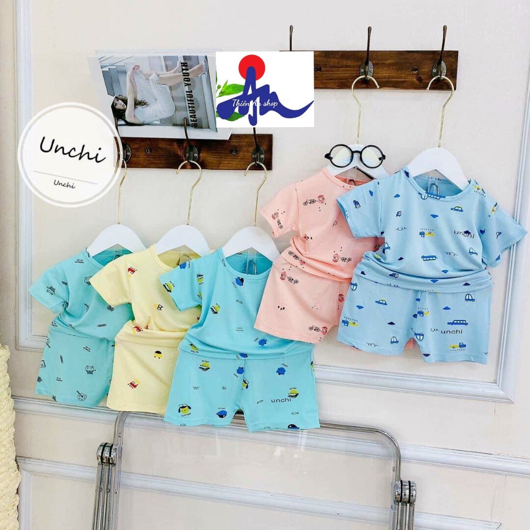 Bộ UNCHI họa tiết màu chất liệu vải petit cho bé từ 5kg_15kg.