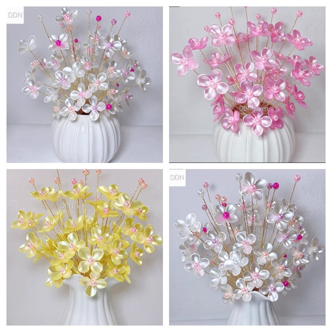 Set vật liệu làm hoa hạt cườm. Hoa hồng 4 cánh