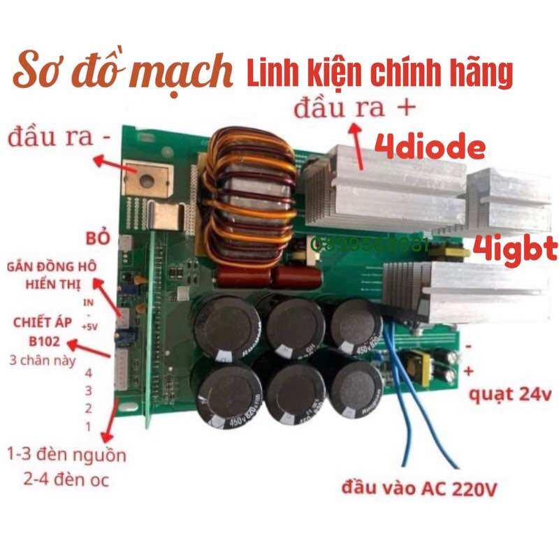 Bo 6 tụ máy hàn ARC-250 4diode 4igbt hàn que 3.2 li