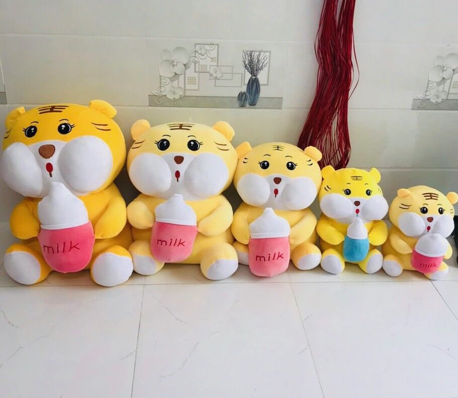 Gấu Bông Heo Hồng/Hổ Ú Ôm Bình Sữa cute bông mềm mịn cho bé