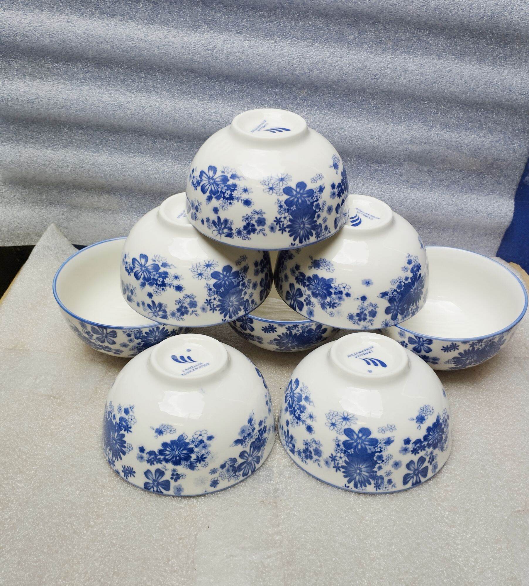 Combo 10 chén hoặc 5 chén sứ hoa 11.5cm - Chén hoa 088 - Chén cơm sứ trắng