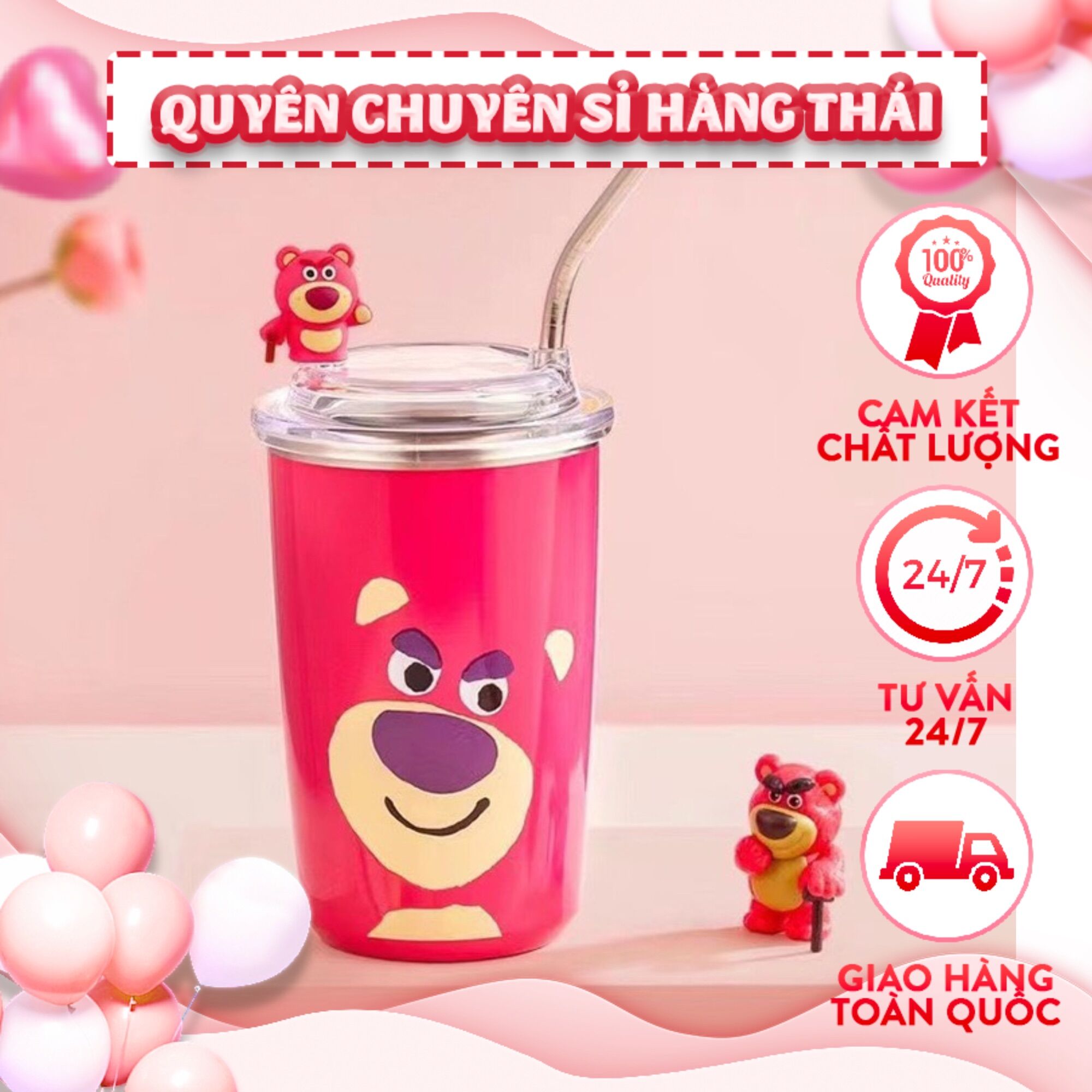 Ly giữ nhiệt gấu dâu losto