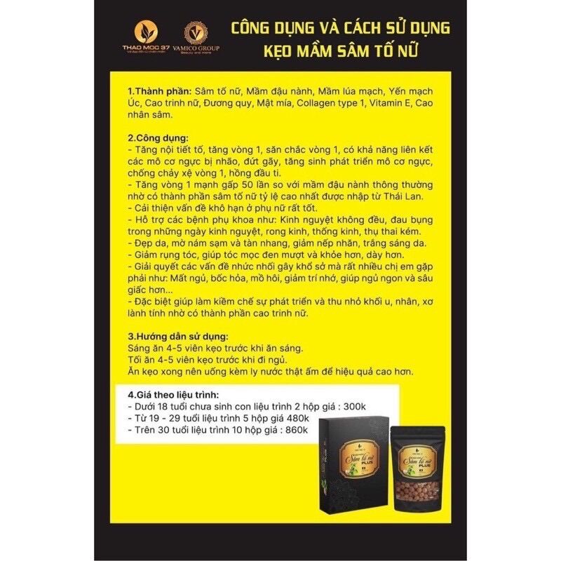 Combo 5 hộp kẹo mầm sâm tố nữ