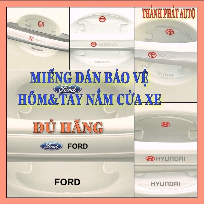 Bộ 10 miếng dán chống trầy xước hõm cửa, tay nắm cửa, gương chiếu hậu xe hơi silicon