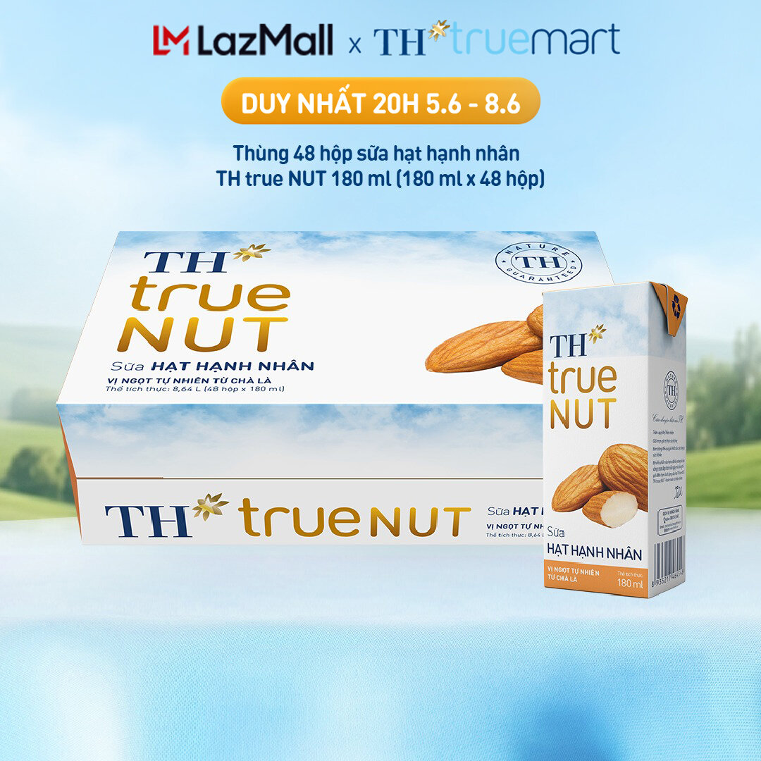 Thùng 48 hộp sữa hạt hạnh nhân TH true NUT 180 ml (48 Hộp)