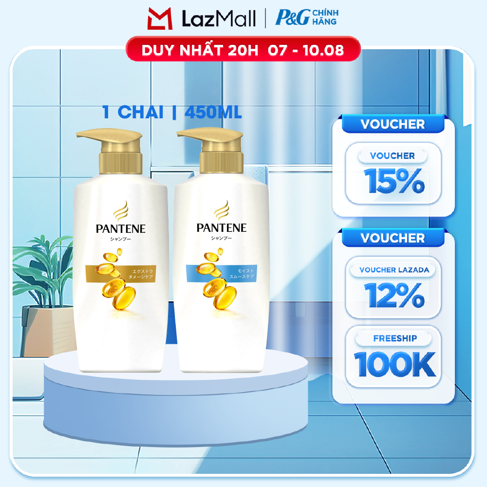 Dầu Gội PANTENE Pro-Vitamin Phục Hồi Hư Tổn/ Dưỡng Mềm Mượt Chai 450ML