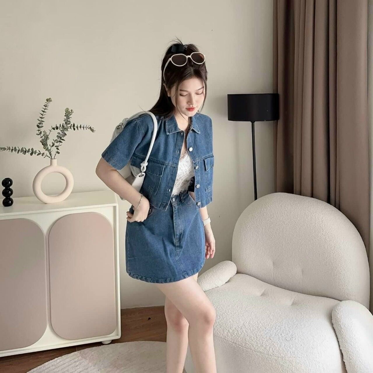 (SHOP TÁO ĐỎ BIGSIZE 50KG ĐẾN 90KG) set jean 2 món khồng kèm bra