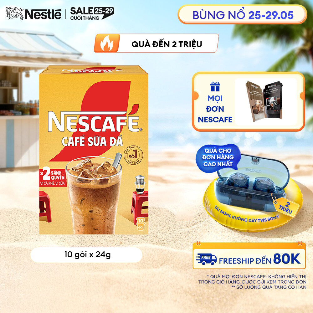 [FREESHIP TOÀN QUỐC] Cà phê sữa NESCAFÉ Cà Phê Sữa Đá (Hộp 10 gói x 24 g)