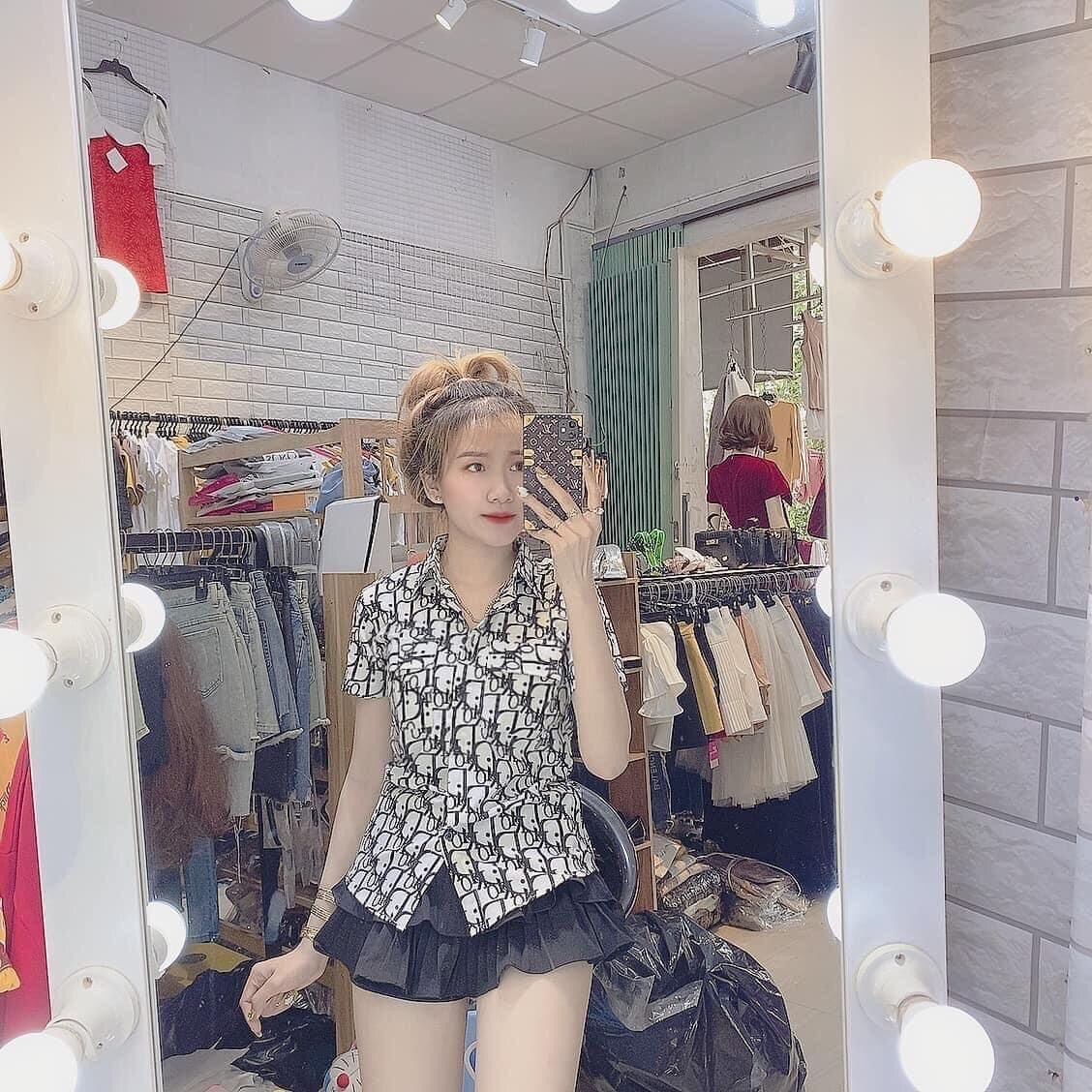 [ SET RỜI ]sơmi dior. đen tay con mix quần ngố thun