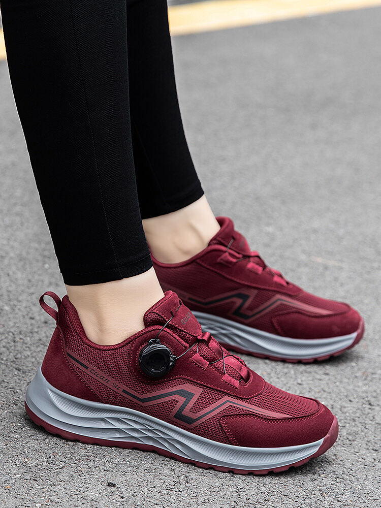 Giày Thể Thao Đế Xuồng Lưới Thoải Mái Cho Bà Mẹ Trung Niên Và Cao Tuổi Mùa Xuân 2025 Giày Thể Thao Nữ Xoay Nút