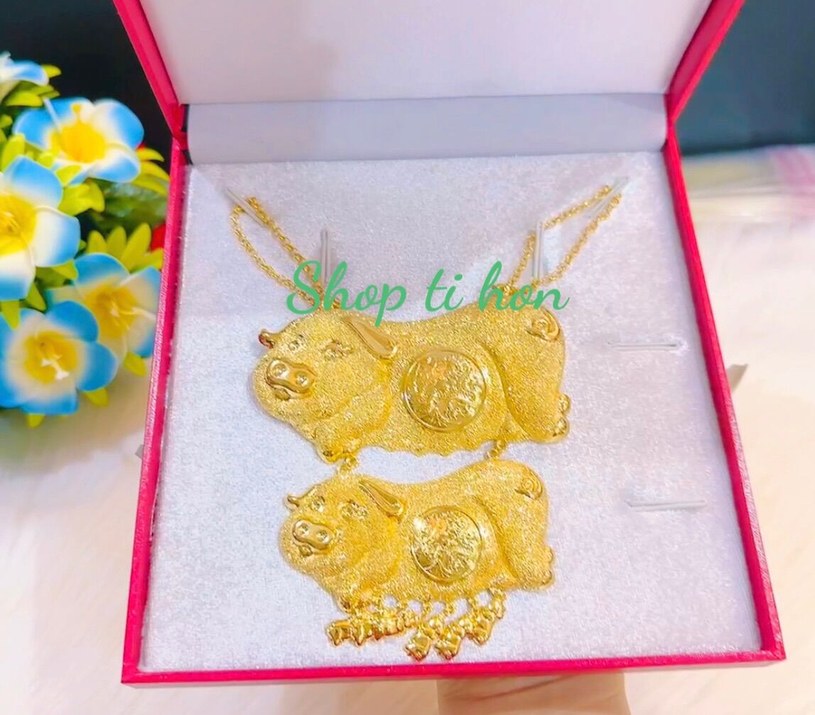 Dây chuyền heo cưới 9 chỉ mạ vàng 24k cao cấp siêu đẹp