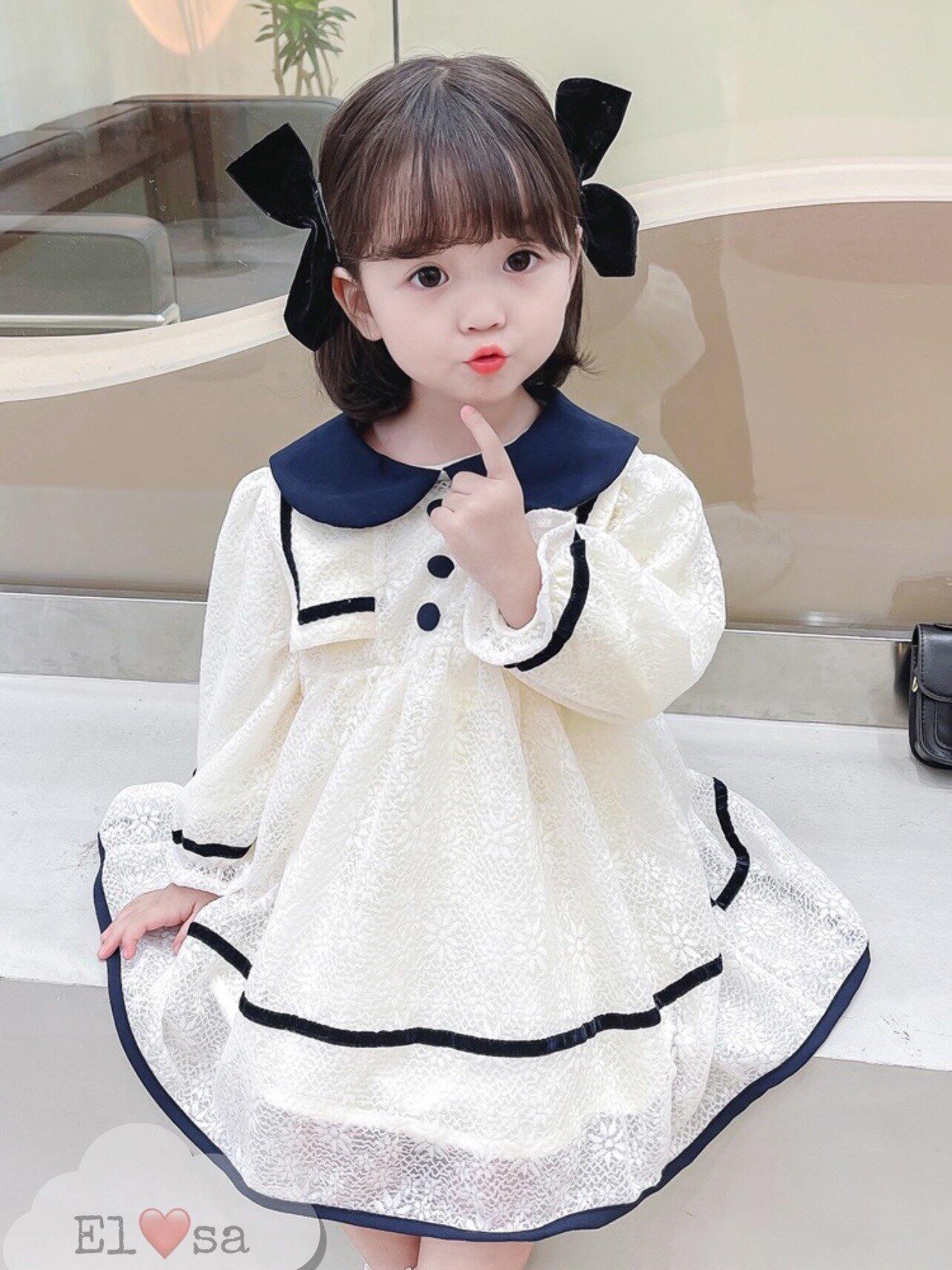 váy ren trắng tiểu thư cho bé gái
