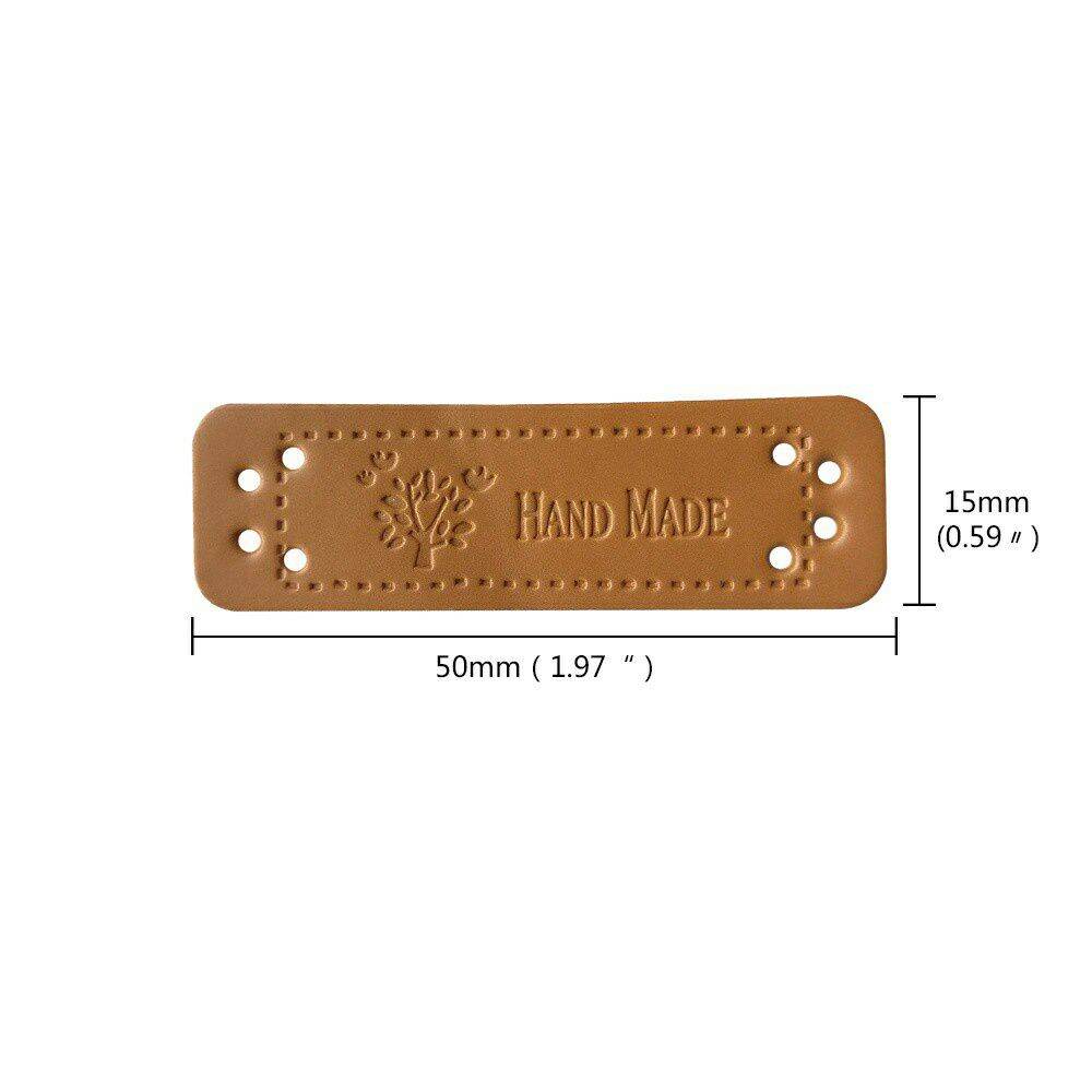 Set 2 Tag mạc da in chữ Handmade, phụ kiện trang trí