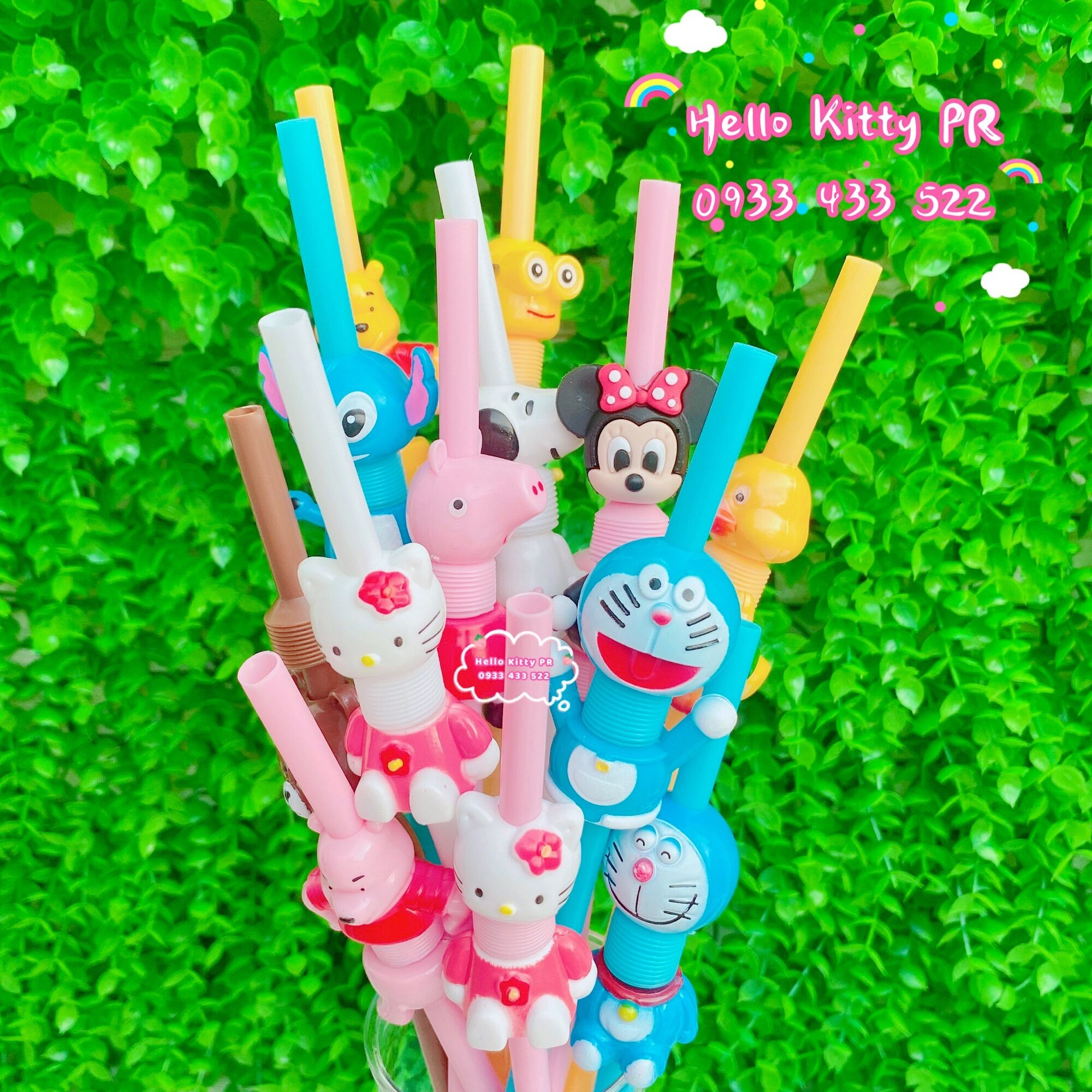 [Freeship MAX] Ống hút tái sử dụng nhiều lần ( tặng kèm cọ rửa ) Hello Kitty - Doremon Doraemon