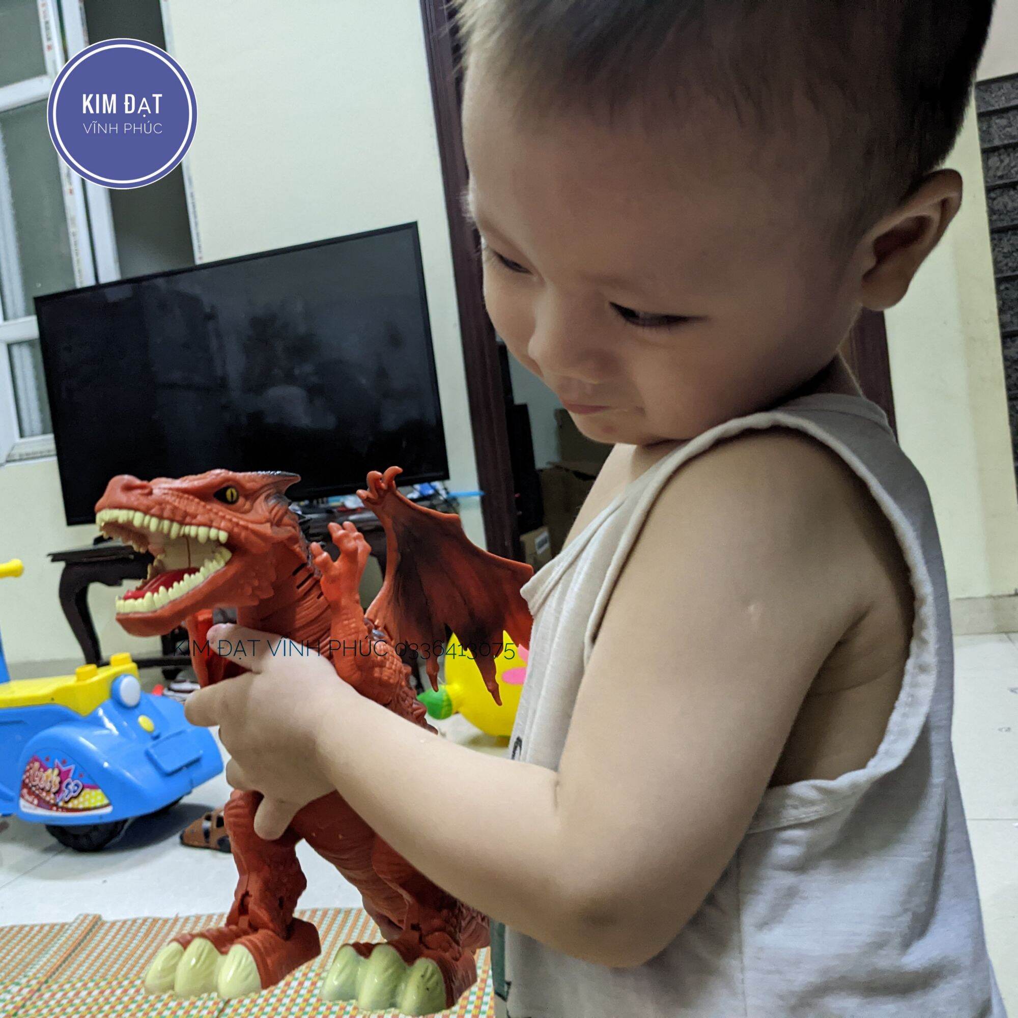 Đồ chơi Khủng long chạy pin có đèn và nhạc