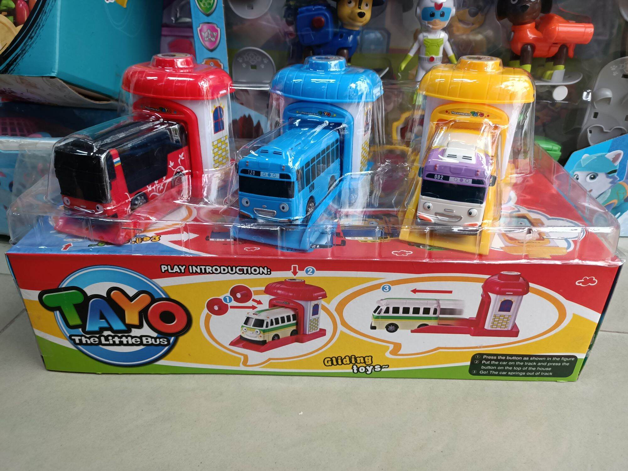 Hộp đồ chơi có 3 Xe ô tô Buýt TAYO chạy đua 606-13 giao màu ngẫu nhiên