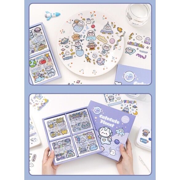 Sticker hộp 100 tấm cute CuteCute Planet