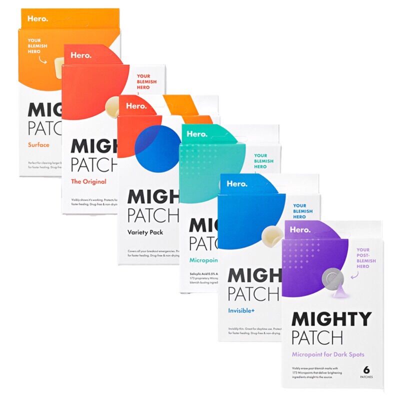 Miếng dán mụn Hero Cosmetics Mighty Patch (Original, Invisible, Variety, Micropoint for Blemishes, Dark Spots)