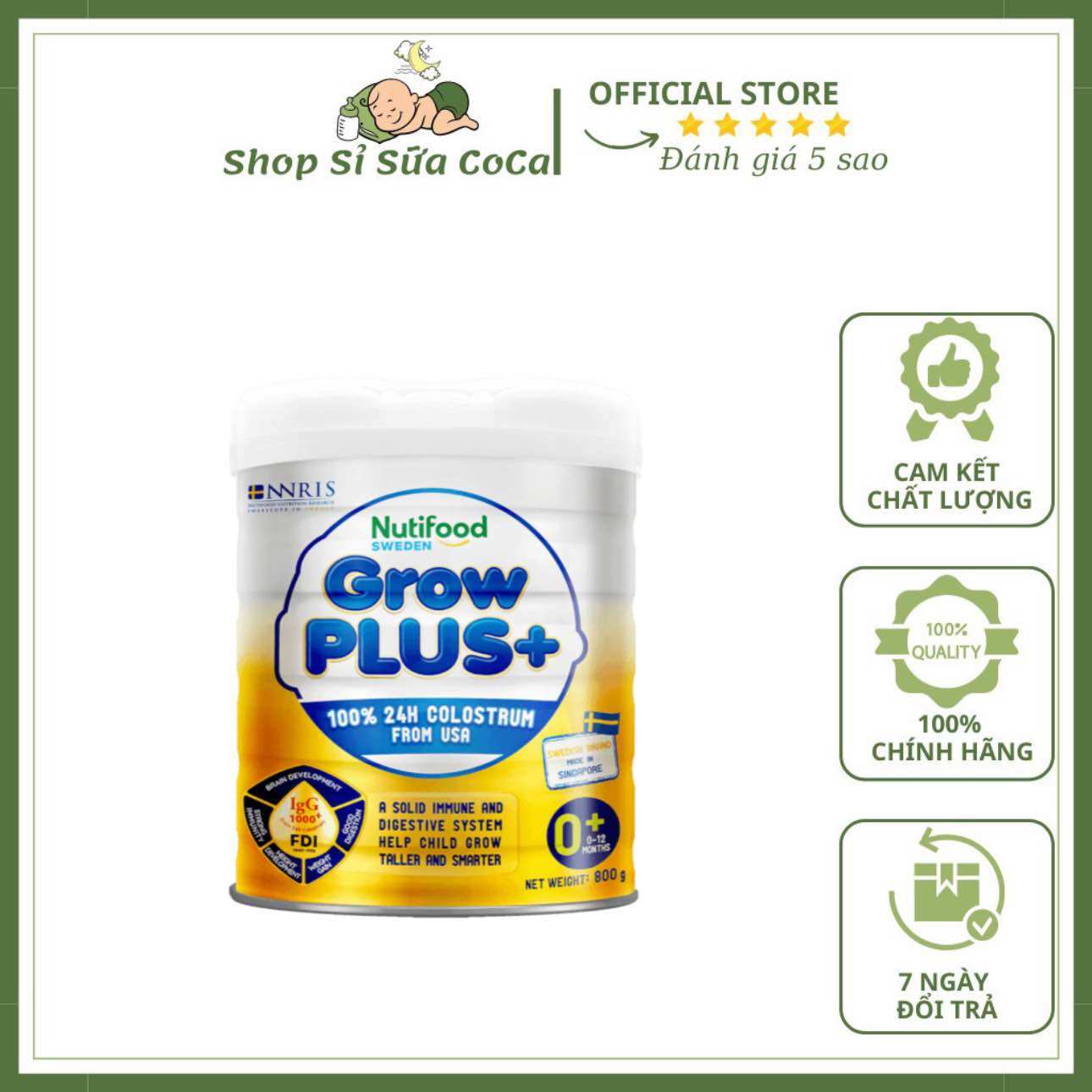 Sữa growplus vàng 0+ 800gr mẫu mới