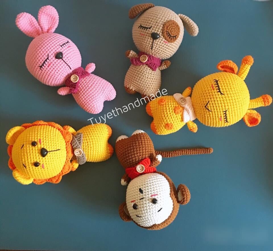 [ Ảnh thật ] Hươu, heo, khỉ, sư tử bún lèo. Thú bông cho bé