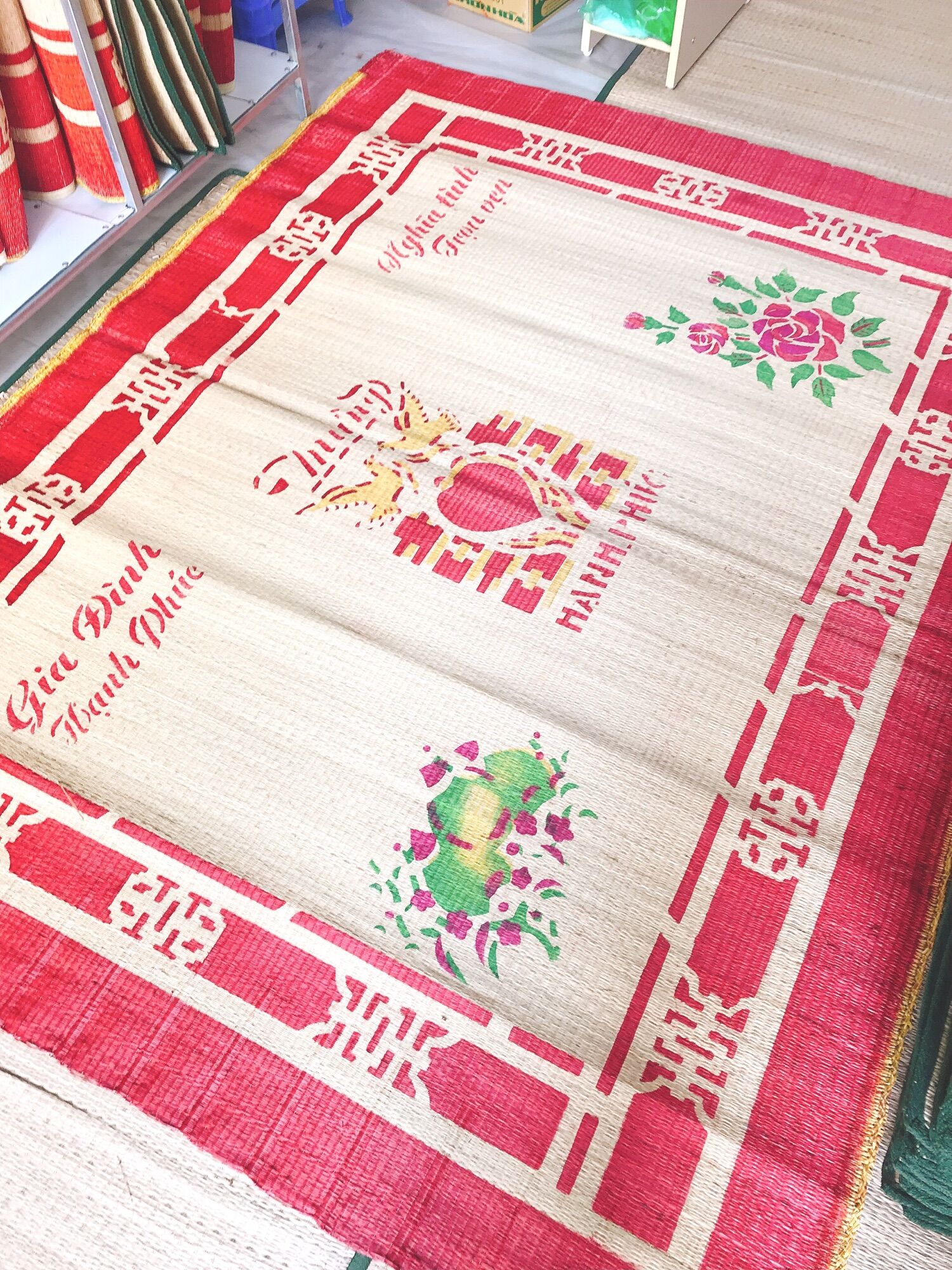 Chiếu Cói In Hoa 1m5x1m9
