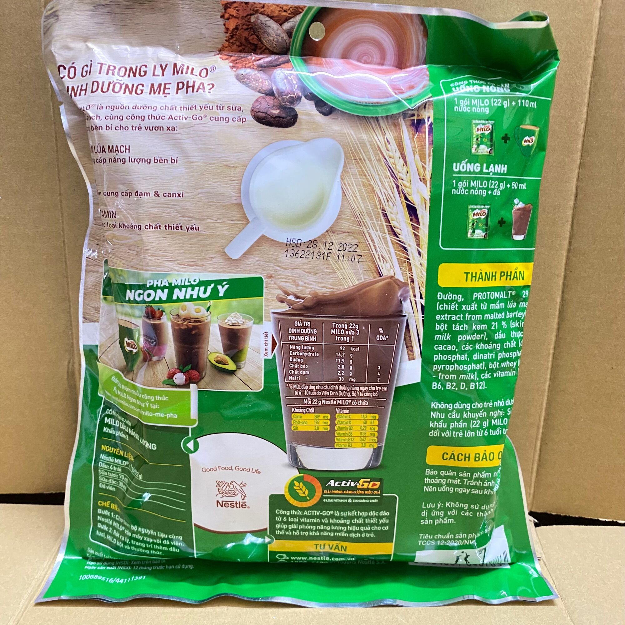 [15 Gói x22g] Bịch Bột Cacao Milo Nestle 3in1