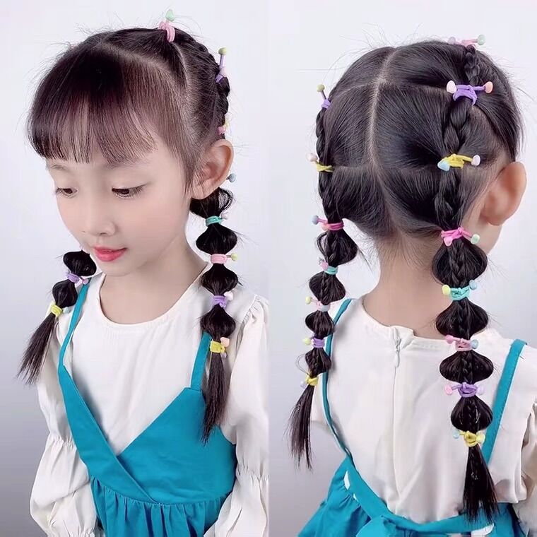 Dây thun cột tóc đủ kiểu co giãn chắc chắn 1 hộp 50 cọng