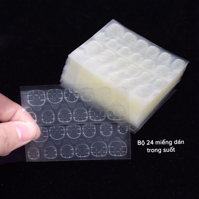 Miếng dán móng giả bằng silicon trong suốt, loại 24 miếng dán